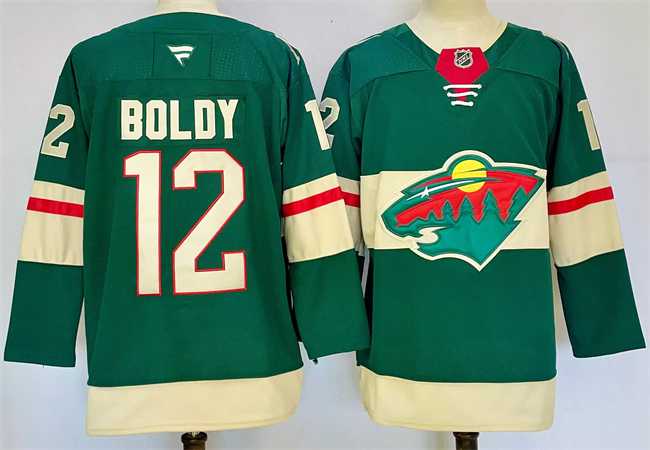 Men%27s Minnesota Wild #12 Matt Boldy Green 2024-25 Home Stitched Hockey Jersey